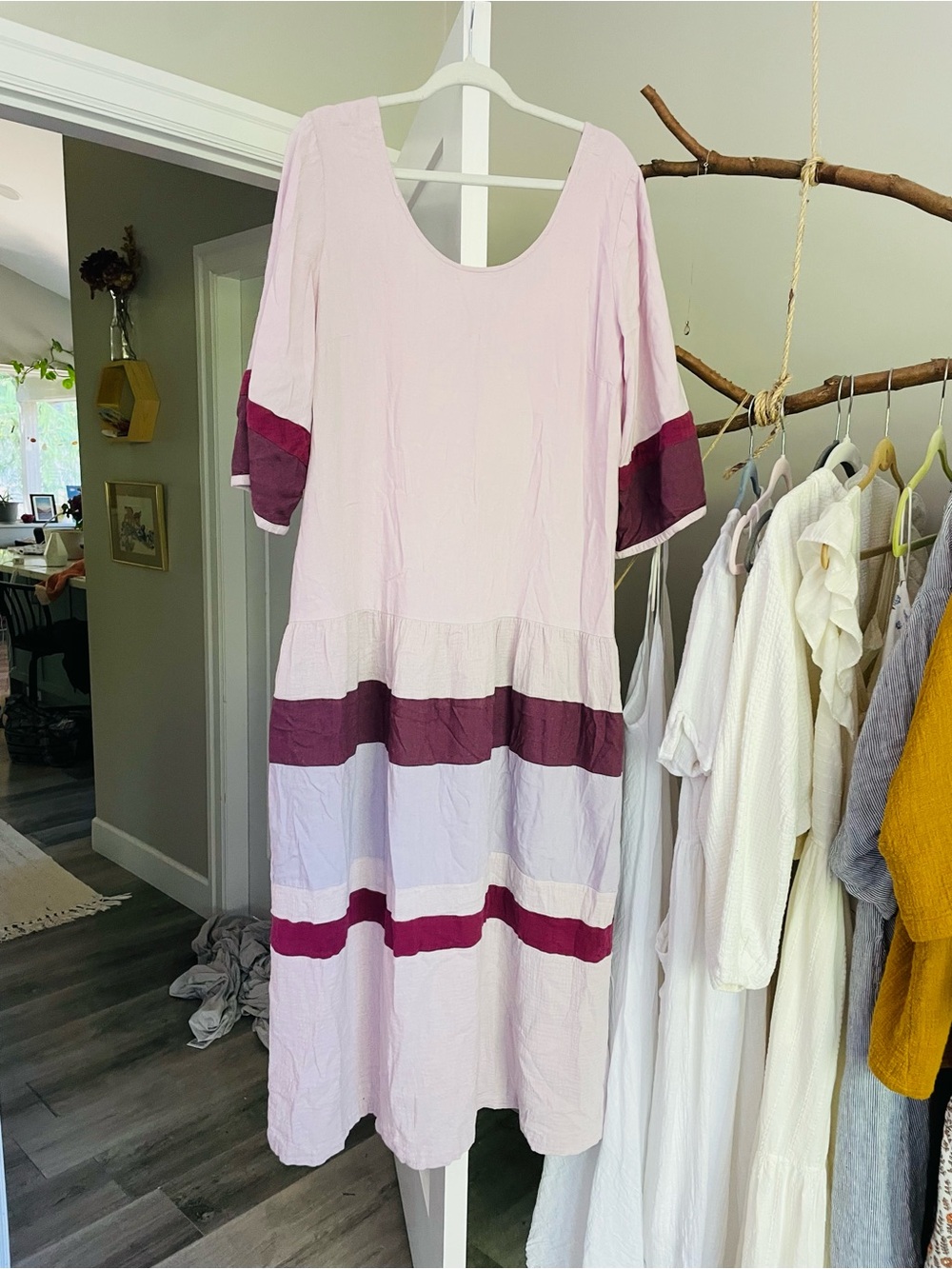 Free people stunning purple linen blend maxi dress oversized